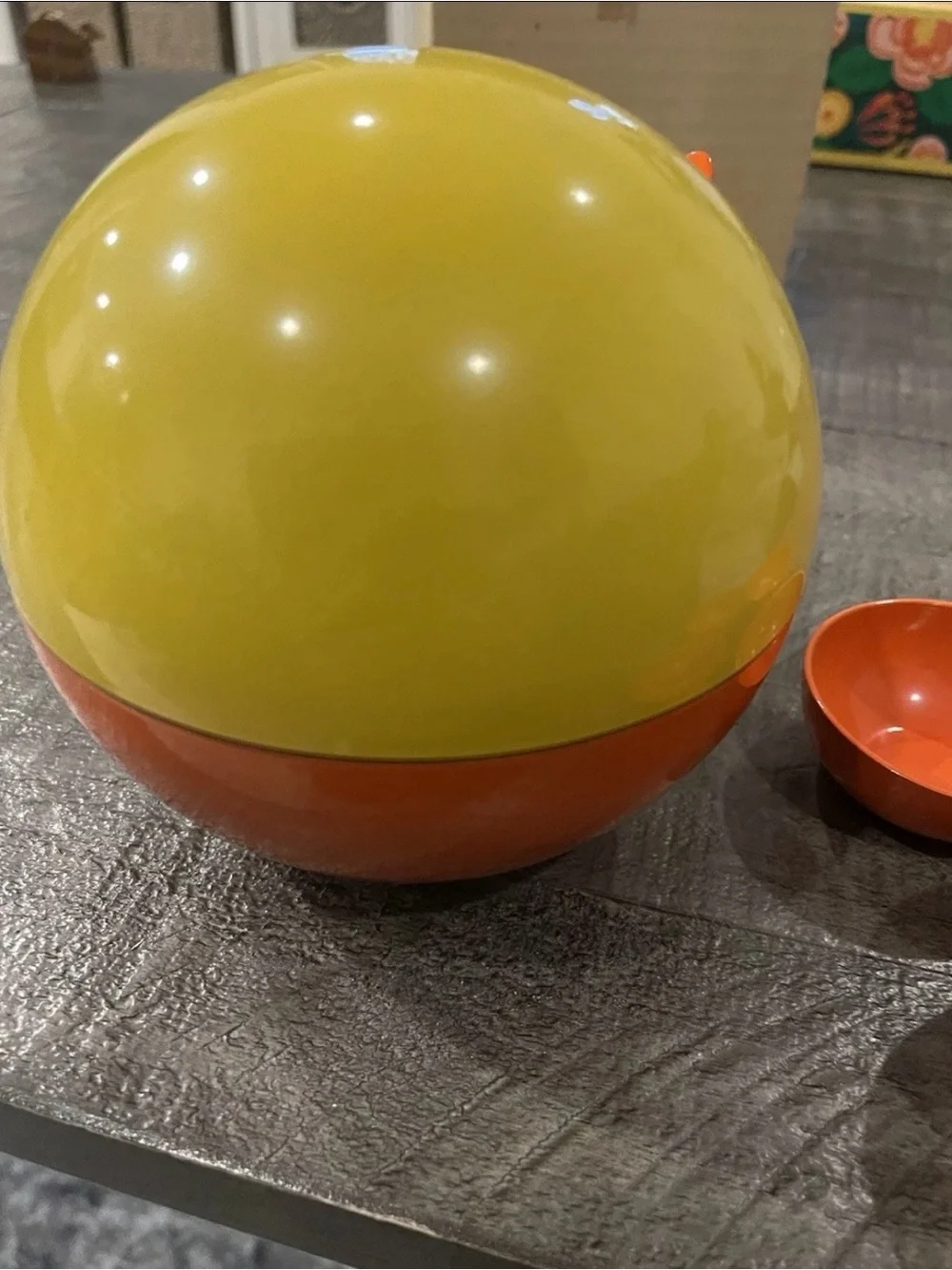 Vintage 1960s Mod Melamine Snack Set Orange Yellow Space Age Mid Century